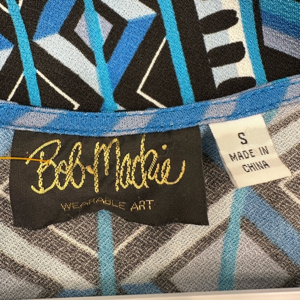 Bob Mackie Wearable Art Blue Geometric Top Size S… - image 5